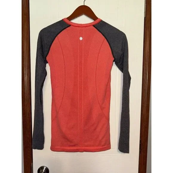 Lululemon Run Swiftly Tech Orange Gray Heather Long Sleeve Shirt Size 6 - Picture 2 of 12